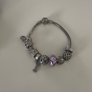 Silver Pandora Bracelet with 10 charms
